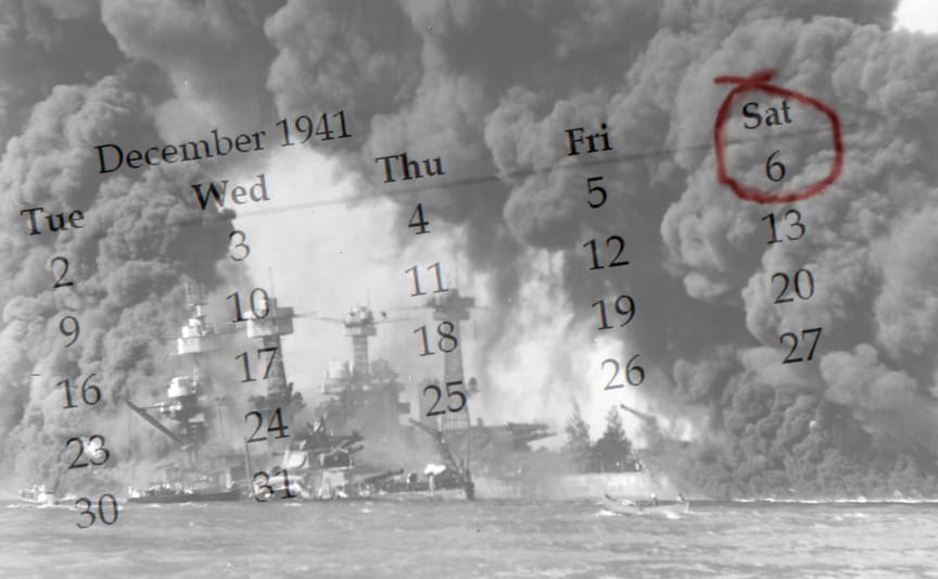 Day before infamy: December 6, 1941.