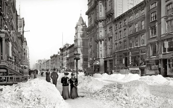 Historic Photo: Aftermath of the Great Blizzard of 1888, New York City.