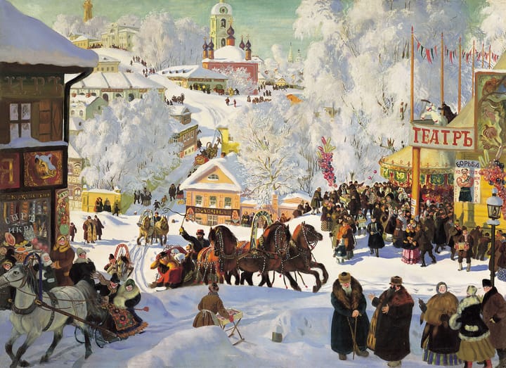 Historic Painting: Maslenitsa by Boris Kustodiev, 1919.